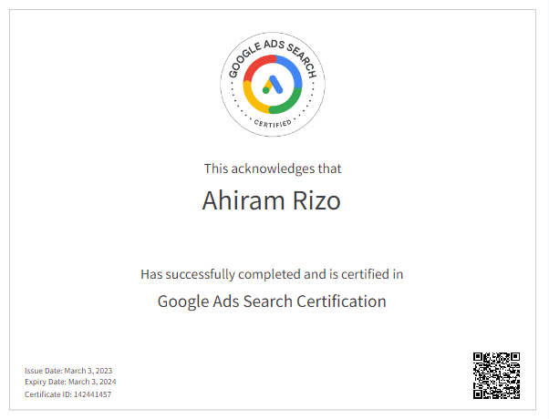 search Ads certificate